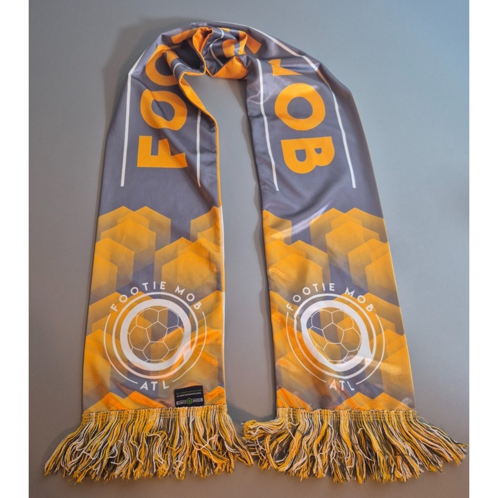 Atlanta United FC Footie Mob "Bless Your Heart" Satin Scarf Orange Gray 60"x7"
